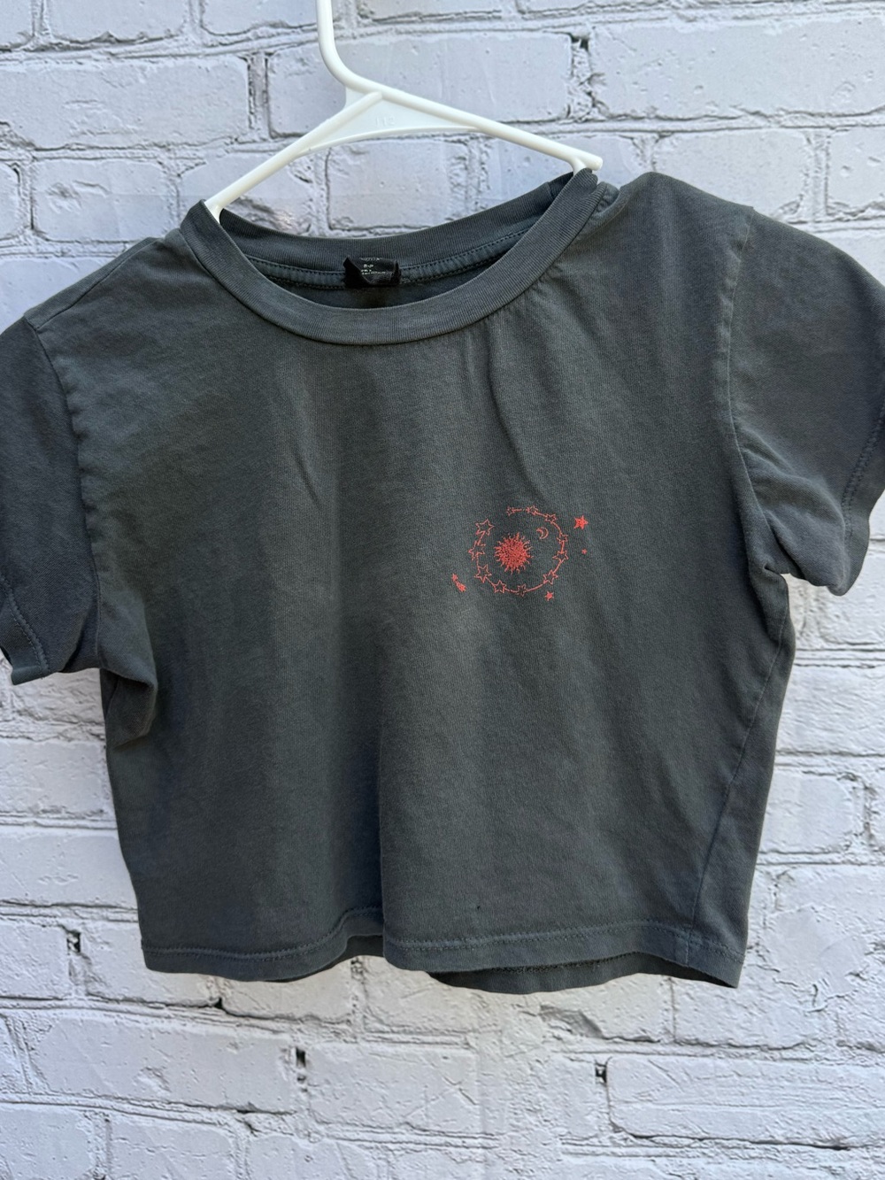Red Sun Moon Celestial Cropped Graphic Tee Size S-P